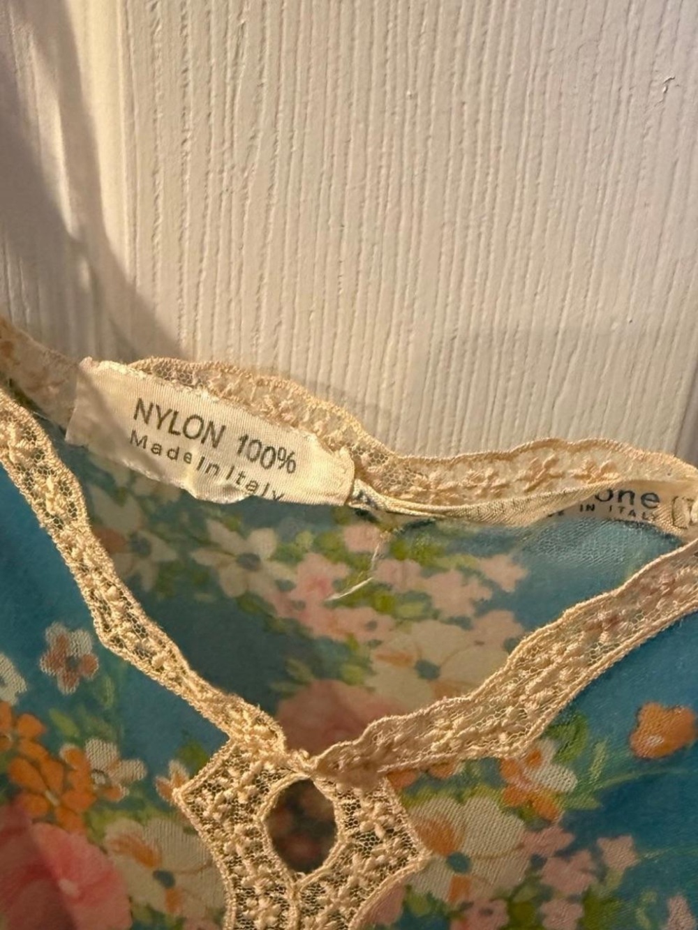 Vintage Made in Italy Montenapoleone Floral Lace Slip Dress Teal Mini Dress - Picture 6 of 8